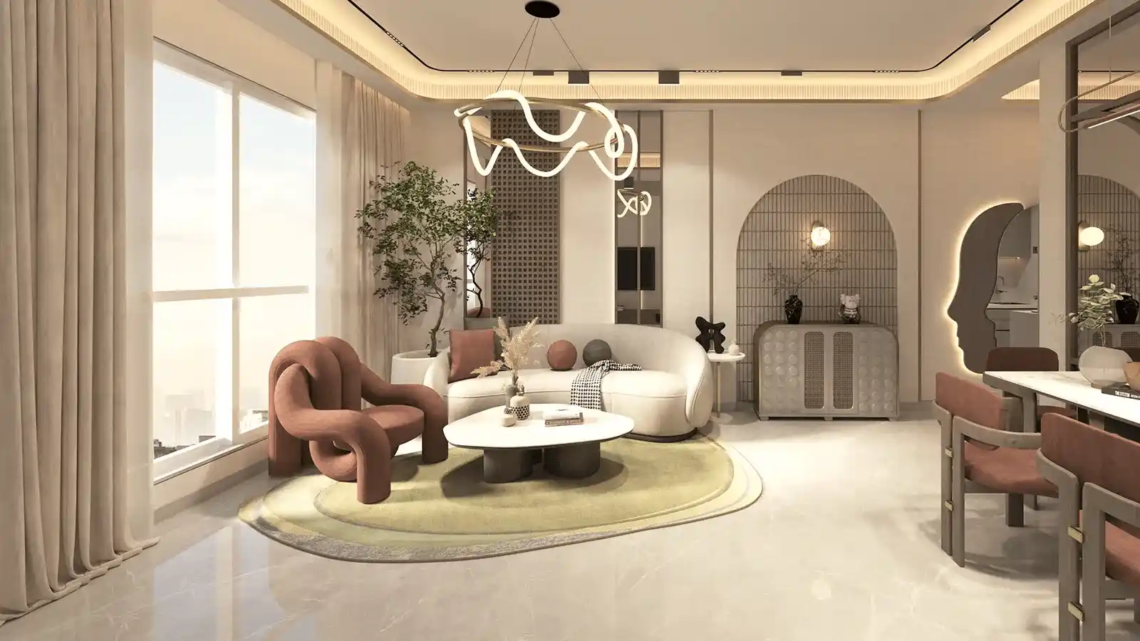 Spacious living room interior at Yula Hoskote East Bangalore